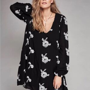 Free People Elegant Black and White Floral Dress